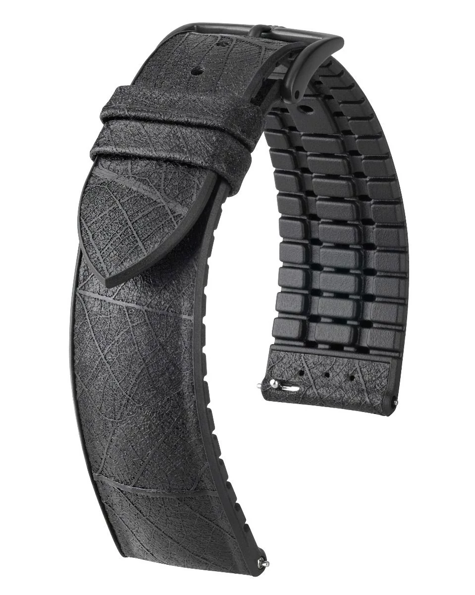 Hirsch fekete vegán bőr/ kaucsuk óraszíj  20mm - LEAF L - 0925046050-5-20