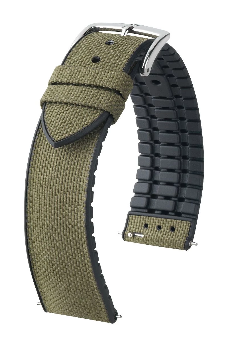 Hirsch zöld vegán bőr/ kaucsuk óraszíj  22mm - Arne L - 0925090040-2-22