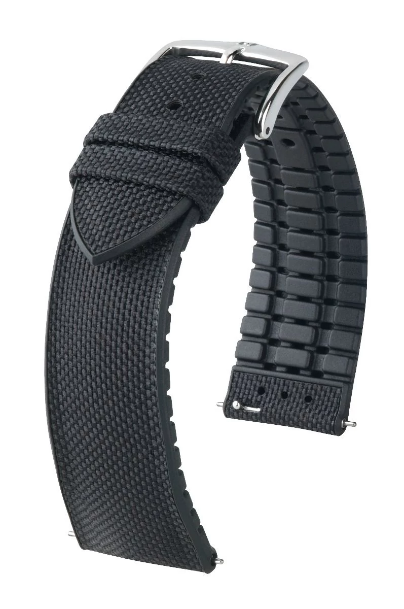 Hirsch fekete vegán bőr/ kaucsuk óraszíj  18mm - Arne L - 0925090050-2-18