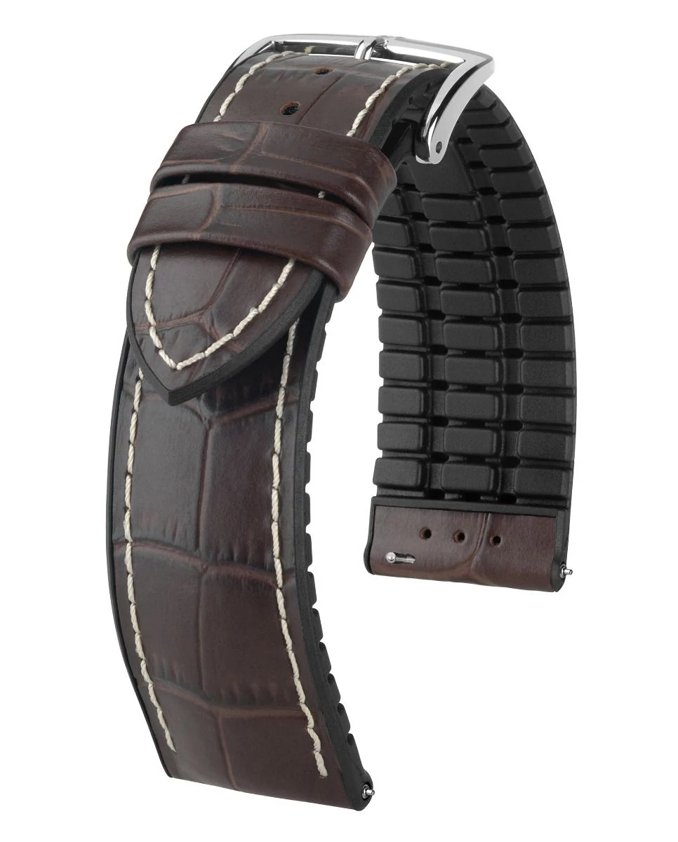 Hirsch barna borjú bőr/ kaucsuk óraszíj  20mm - George L - 0925128010-2-20
