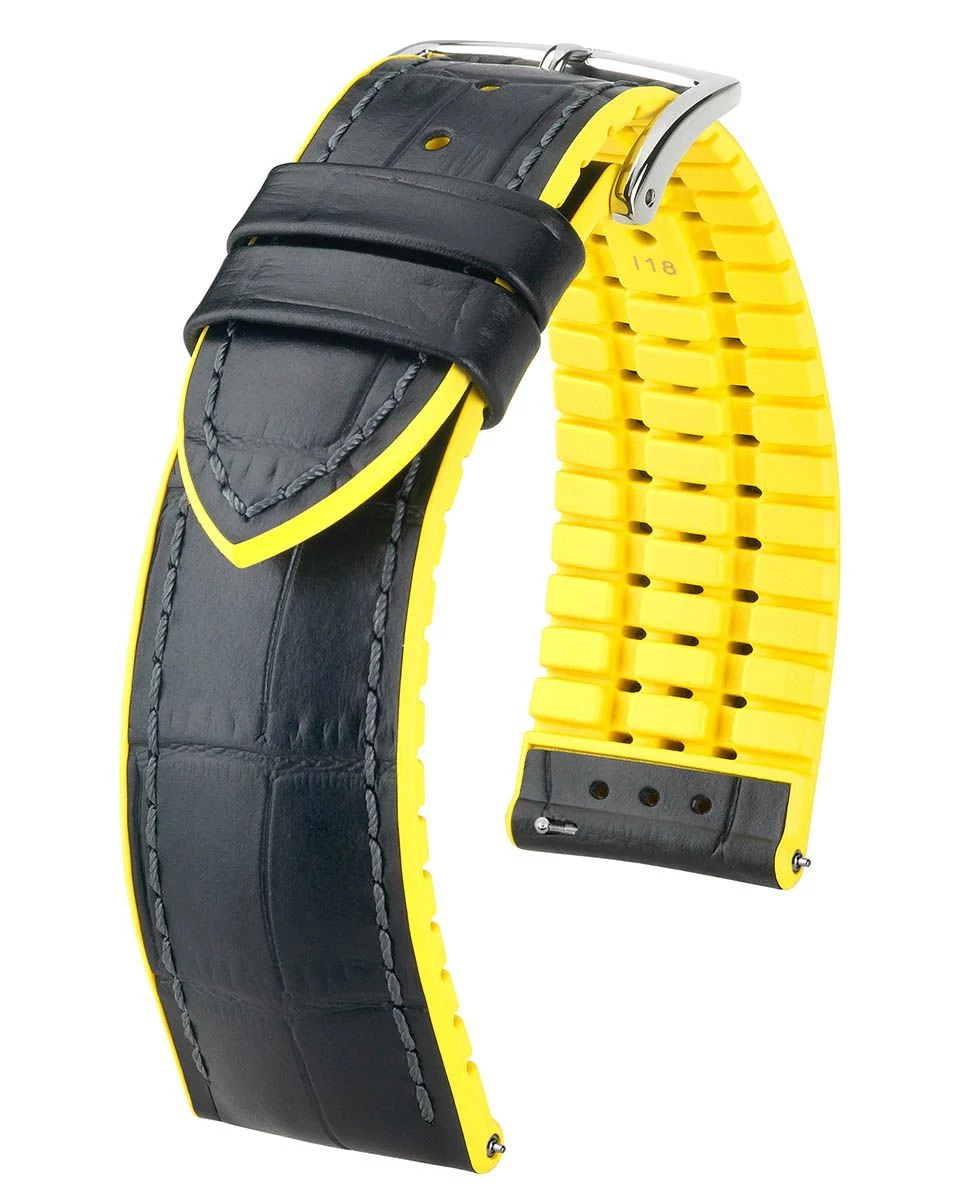 Hirsch fekete borjú bőr/ kaucsuk óraszíj  20mm - Andy L - 0927228050-2-20