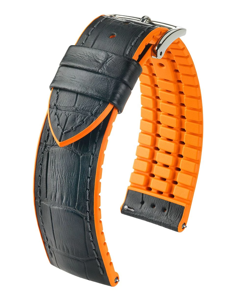 Hirsch fekete borjú bőr/ kaucsuk óraszíj  20mm - Andy L - 0927628050-2-20