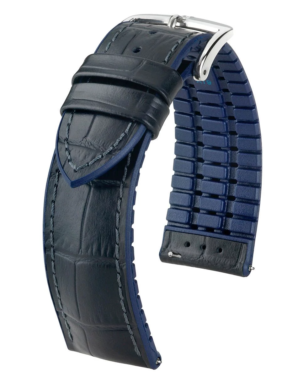 Hirsch fekete borjú bőr/ kaucsuk óraszíj  22mm - Andy L - 0928028050-2-22