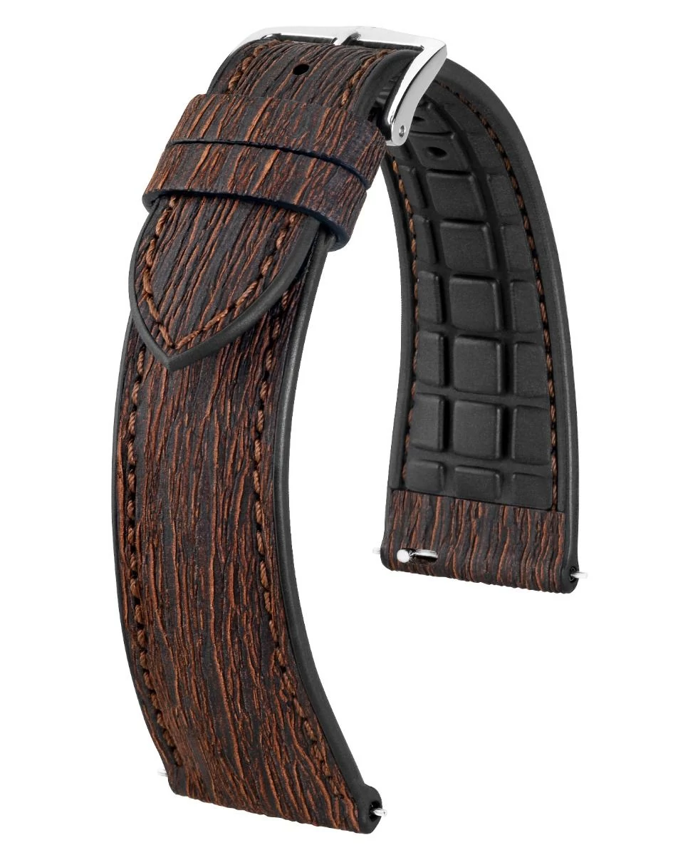 Hirsch barna vegán bőr óraszíj  20mm - Bark L - 0935045015-2-20