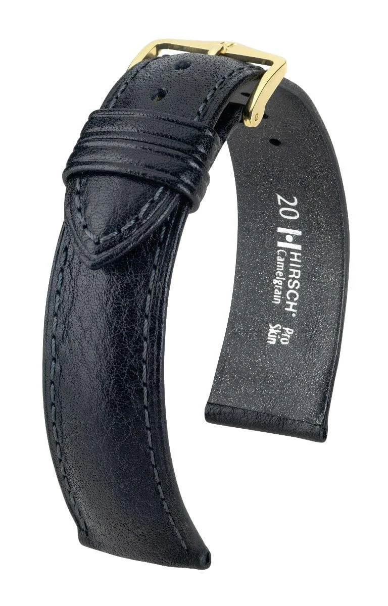 Hirsch fekete borjú bőr óraszíj  10mm - Camelgrain M - 10200950OE-1-10