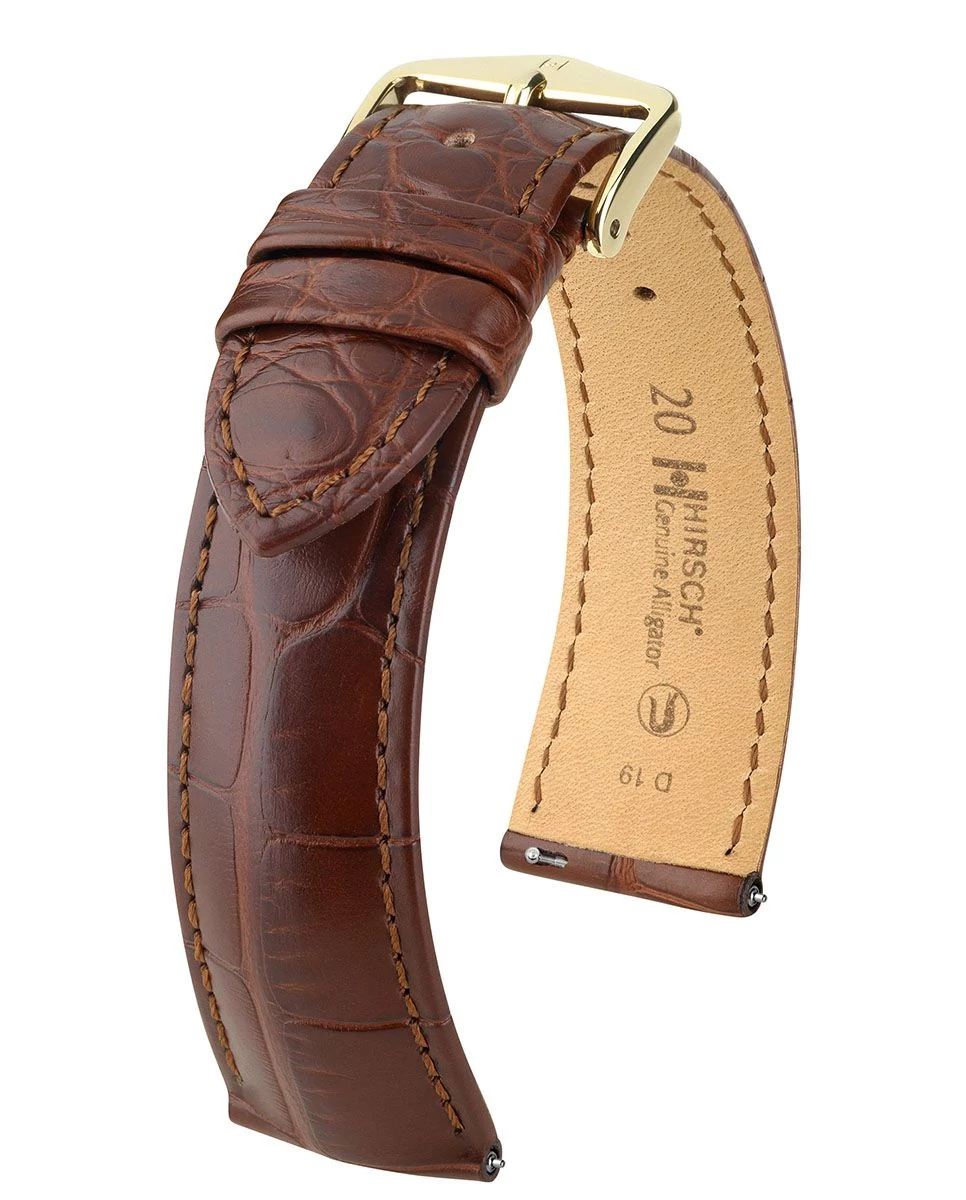 Hirsch barna aligátor bőr óraszíj  19mm - Genuine Alligator L - 10220719-1-19