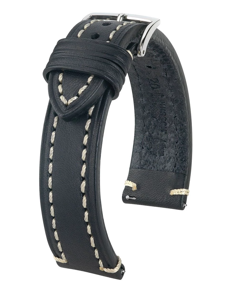 Hirsch fekete borjú bőr óraszíj  18mm - Liberty L - 10900250-2-18