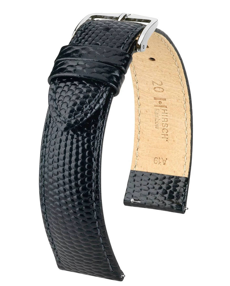 Hirsch fekete borjú bőr óraszíj  20mm - Rainbow M - 12302650-2-20
