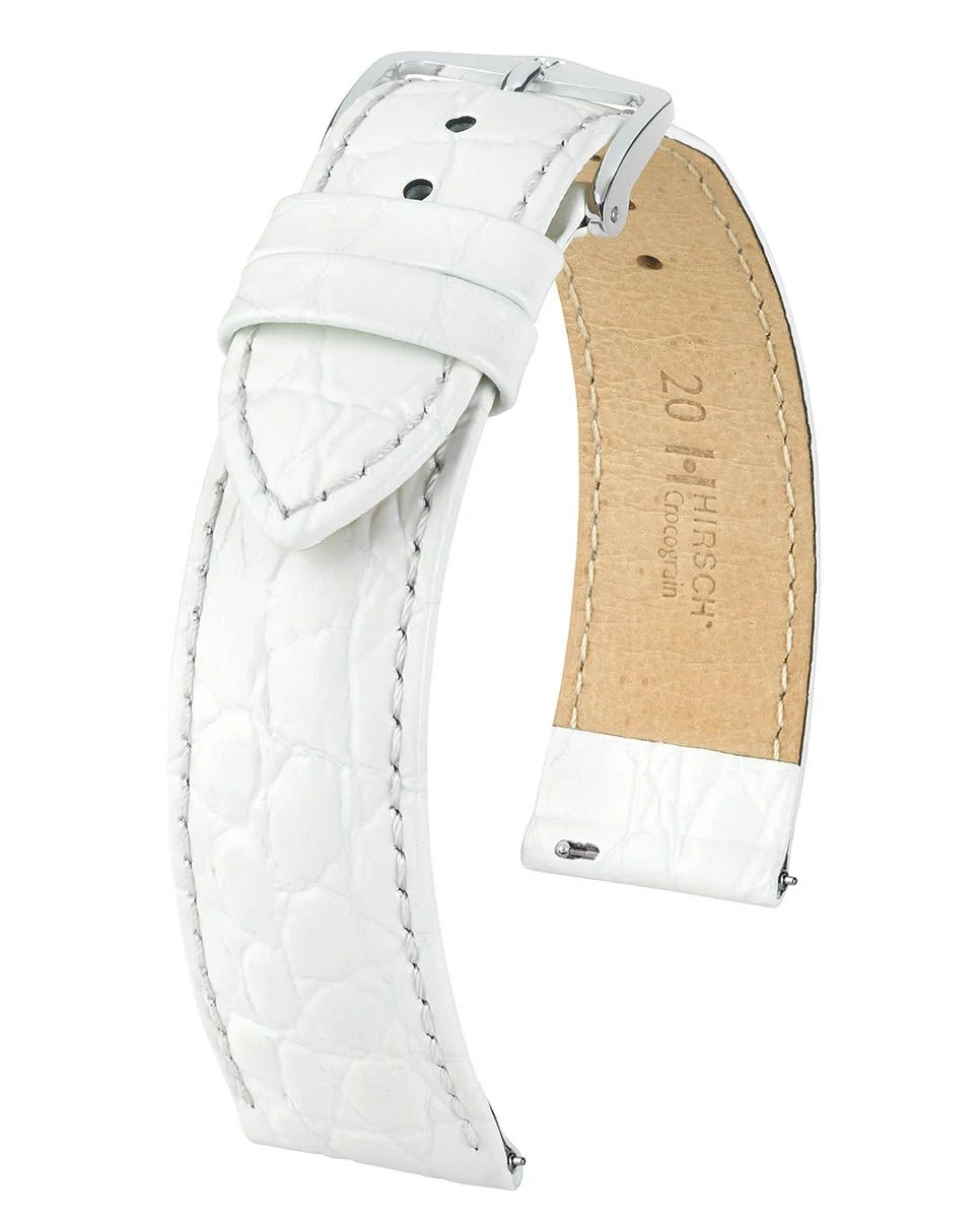Hirsch fehér borjú bőr óraszíj  16mm - Crocograin M - 12302800-2-16