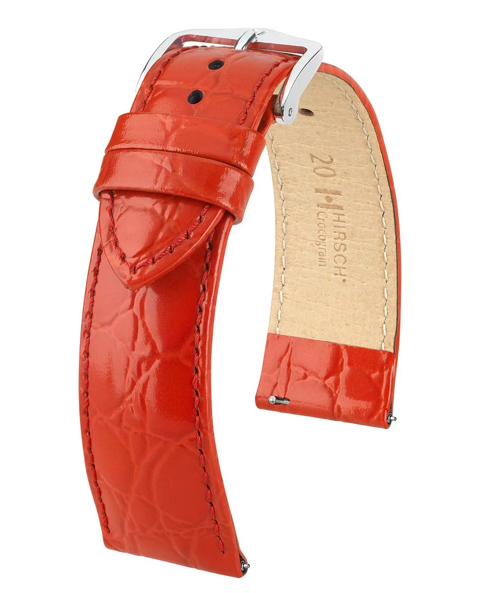 Hirsch piros borjú bőr óraszíj  20mm - Crocograin M - 12302820-2-20