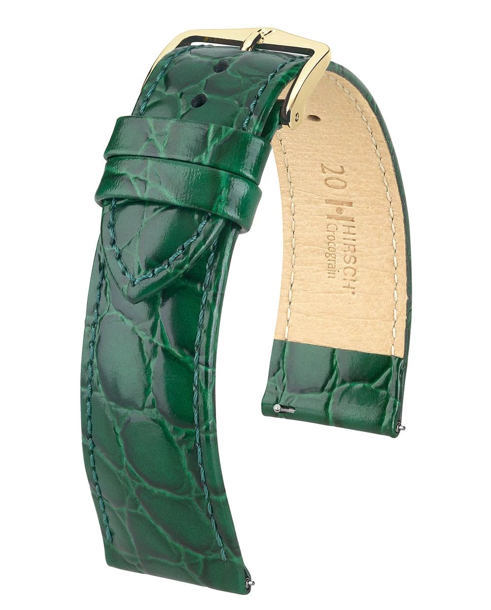 Hirsch zöld borjú bőr óraszíj  12mm - Crocograin M - 12302840-1-12