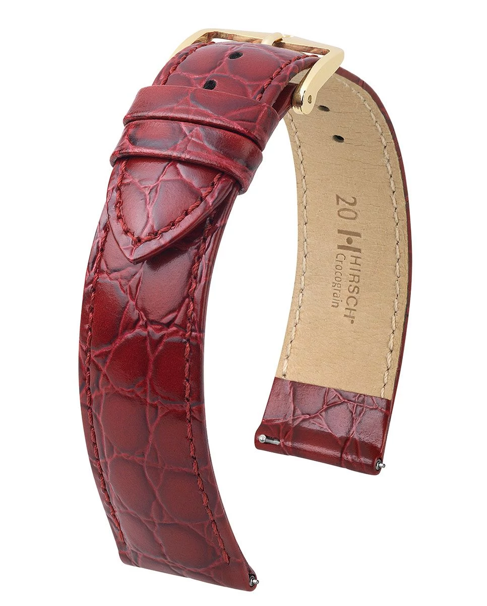 Hirsch bordó borjú bőr óraszíj  12mm - Crocograin M - 12302860-1-12