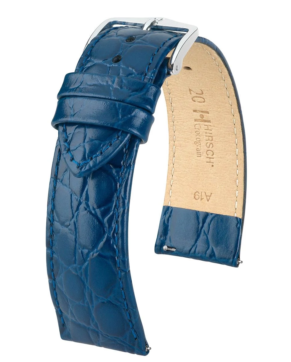 Hirsch kék borjú bőr óraszíj  12mm - Crocograin M - 12302880-2-12