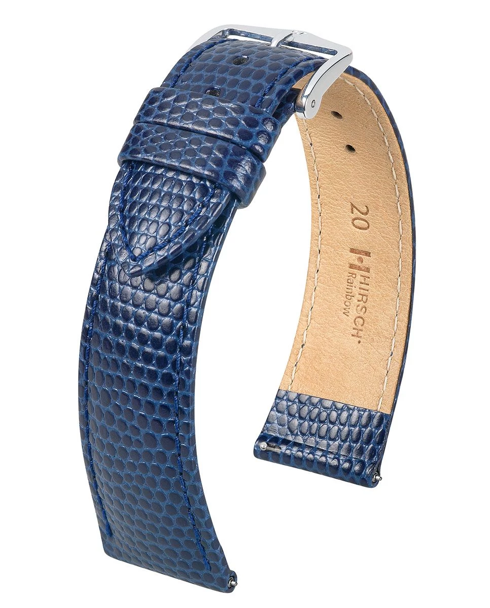 Hirsch kék borjú bőr óraszíj  18mm - Rainbow L NQR - 12322680NQ-2-18