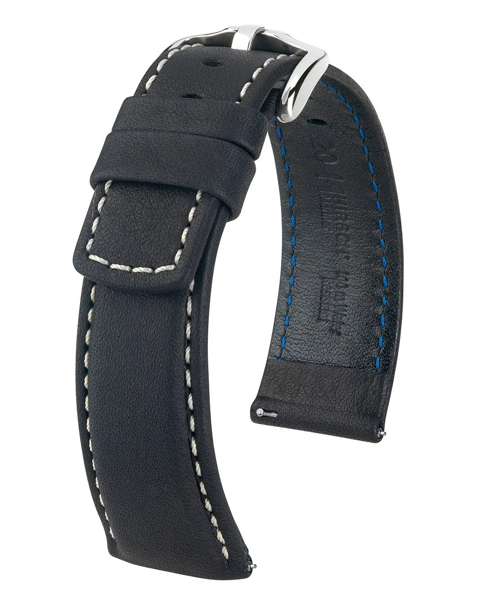 Hirsch fekete borjú bőr óraszíj  18mm - Mariner L - 14502150-2-18