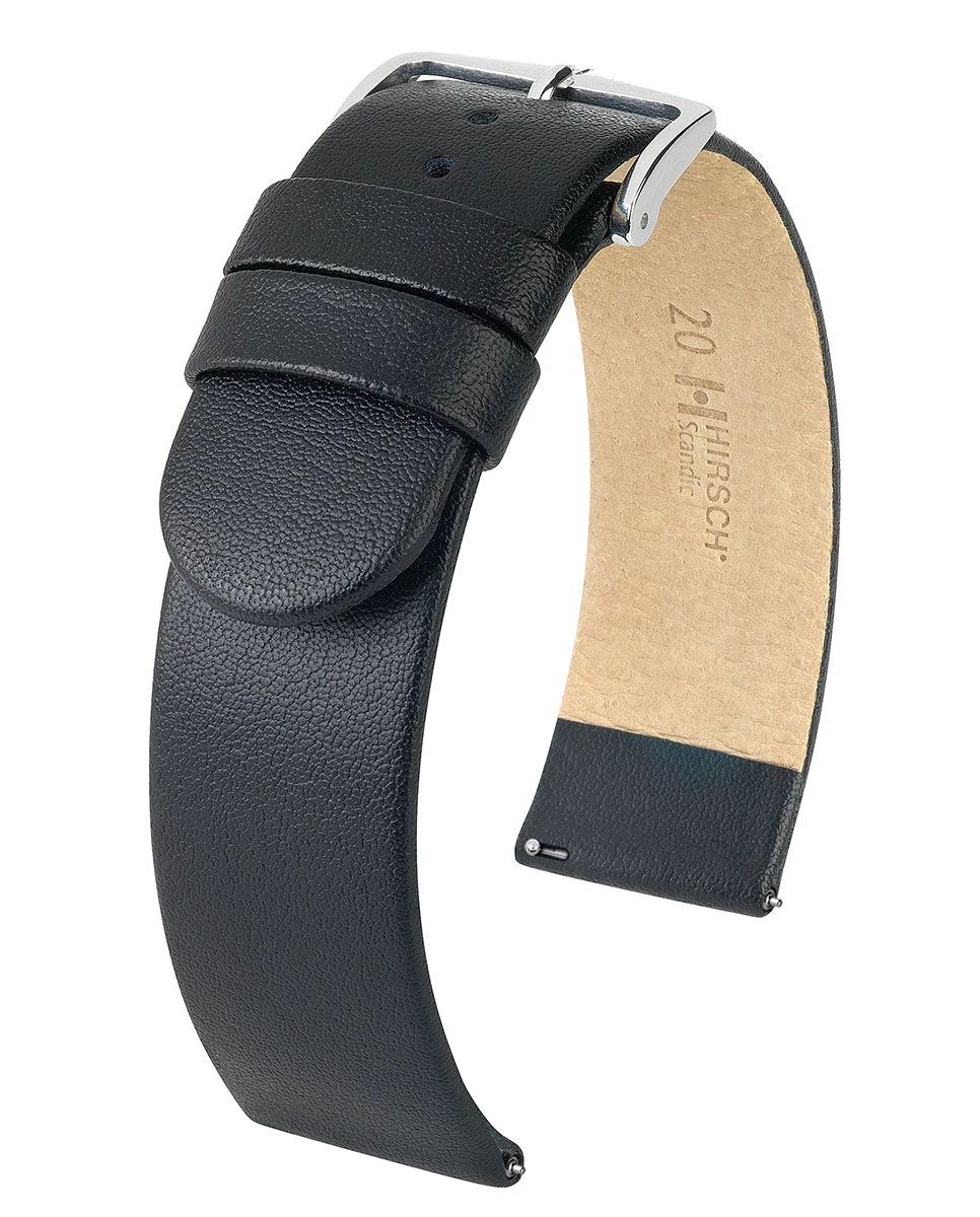 Hirsch fekete borjú bőr óraszíj  18mm - Scandic L - 17872050-2-18