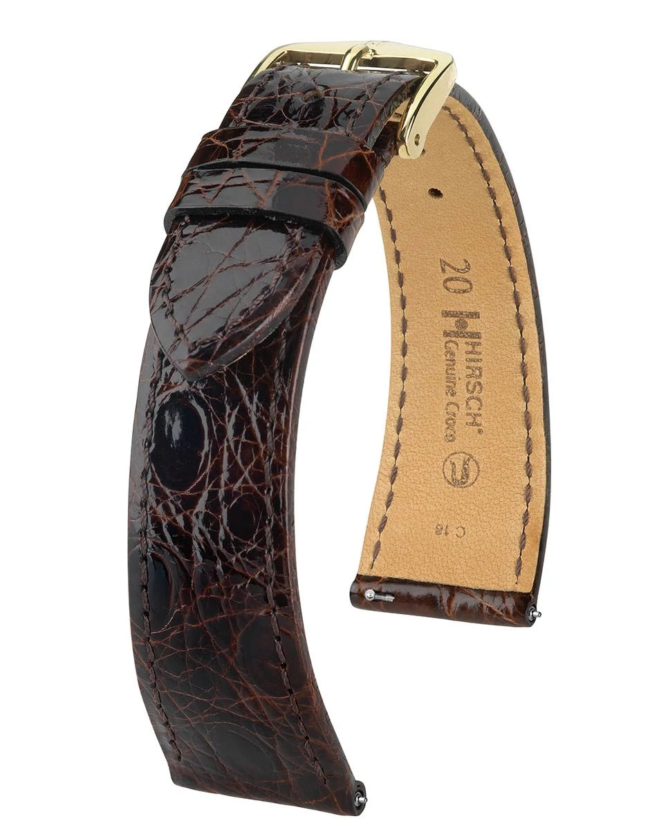 Hirsch barna kajmán bőr óraszíj  18mm - Genuine Croco L - 18920810-1-18