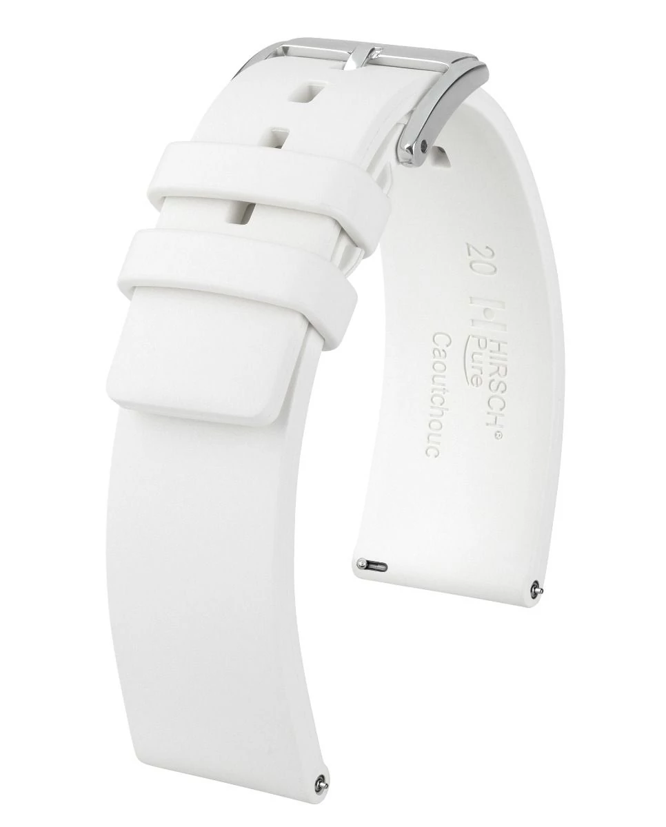 Hirsch fehér kaucsuk óraszíj  18mm - Pure M - 40418800-2-18