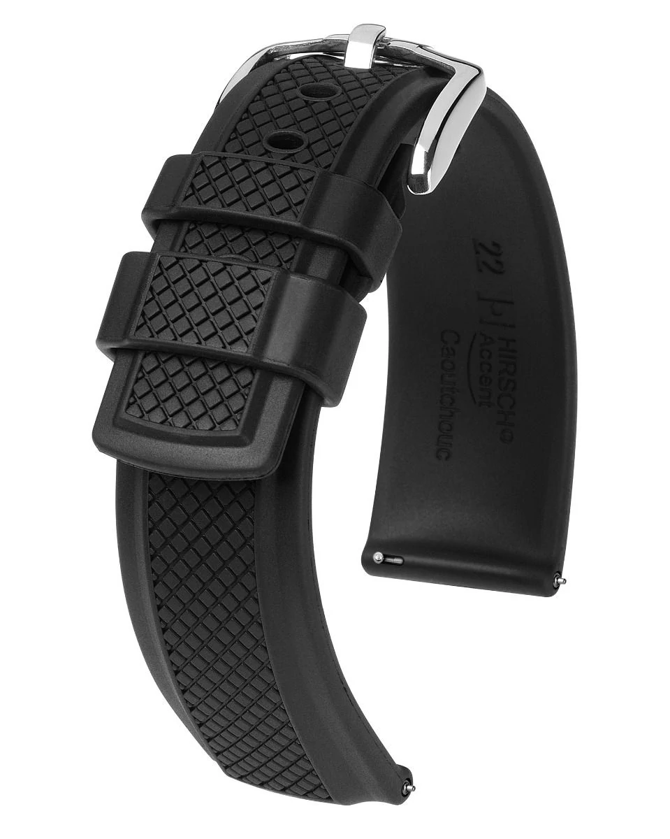 Hirsch fekete kaucsuk óraszíj  22mm - Accent L - 40478850-2-22