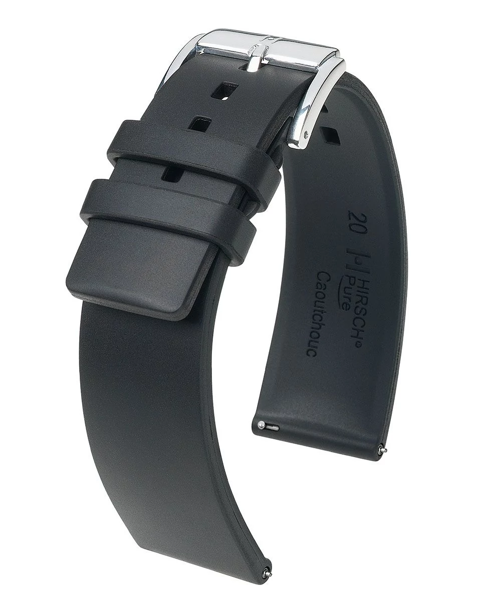 Hirsch fekete kaucsuk óraszíj  18mm - Pure L - 40538850-2-18