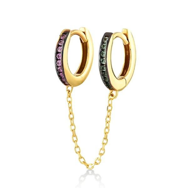 Kurshuni női félpár fülbevaló - RNK905-3X-AU - Double Huggie Hoop