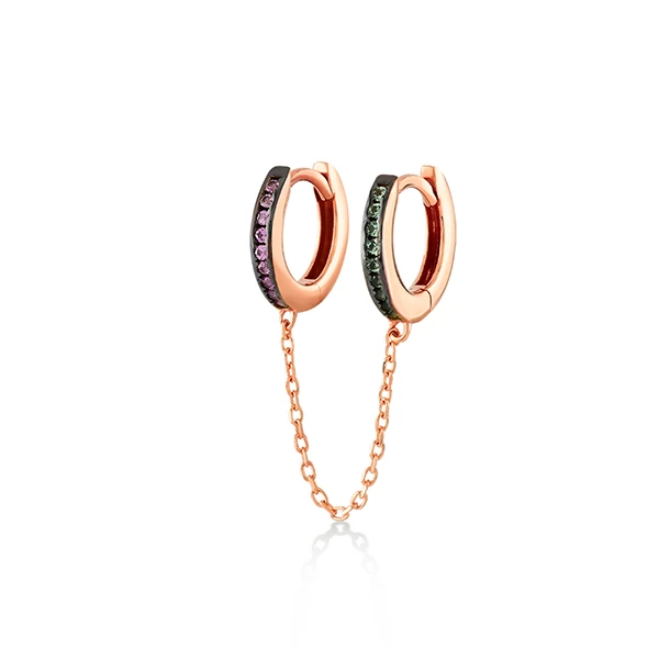 Kurshuni női félpár fülbevaló - RNK905-3X-RG - Double Huggie Hoop