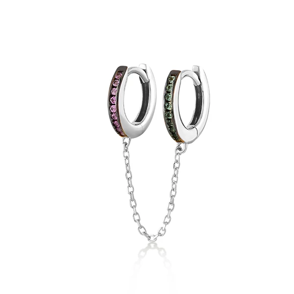 Kurshuni női félpár fülbevaló - RNK905-3X-RH - Double Huggie Hoop