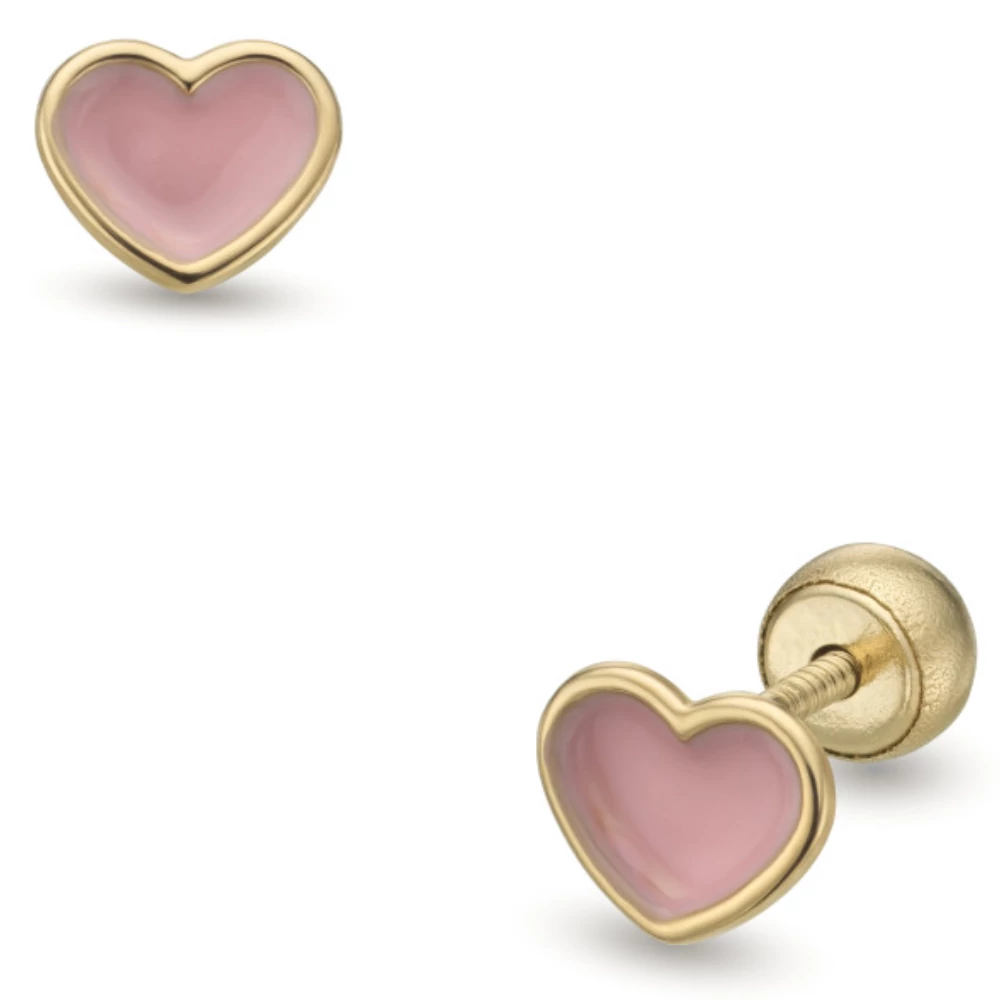 Lisa szív rózsaszín belsővel gyerek fülbevaló - JTAG-0284-18
