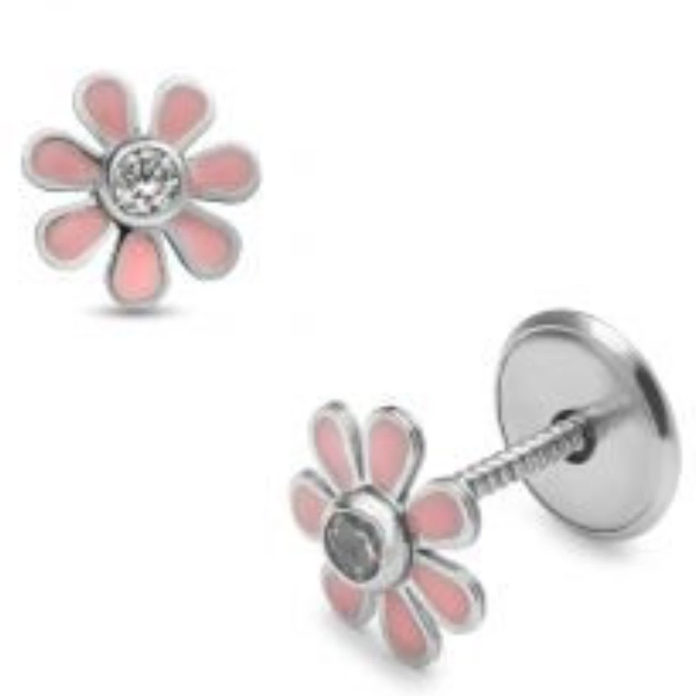 Lisa rózsaszín százszorszép gyerek fülbevaló - JTAG-0305