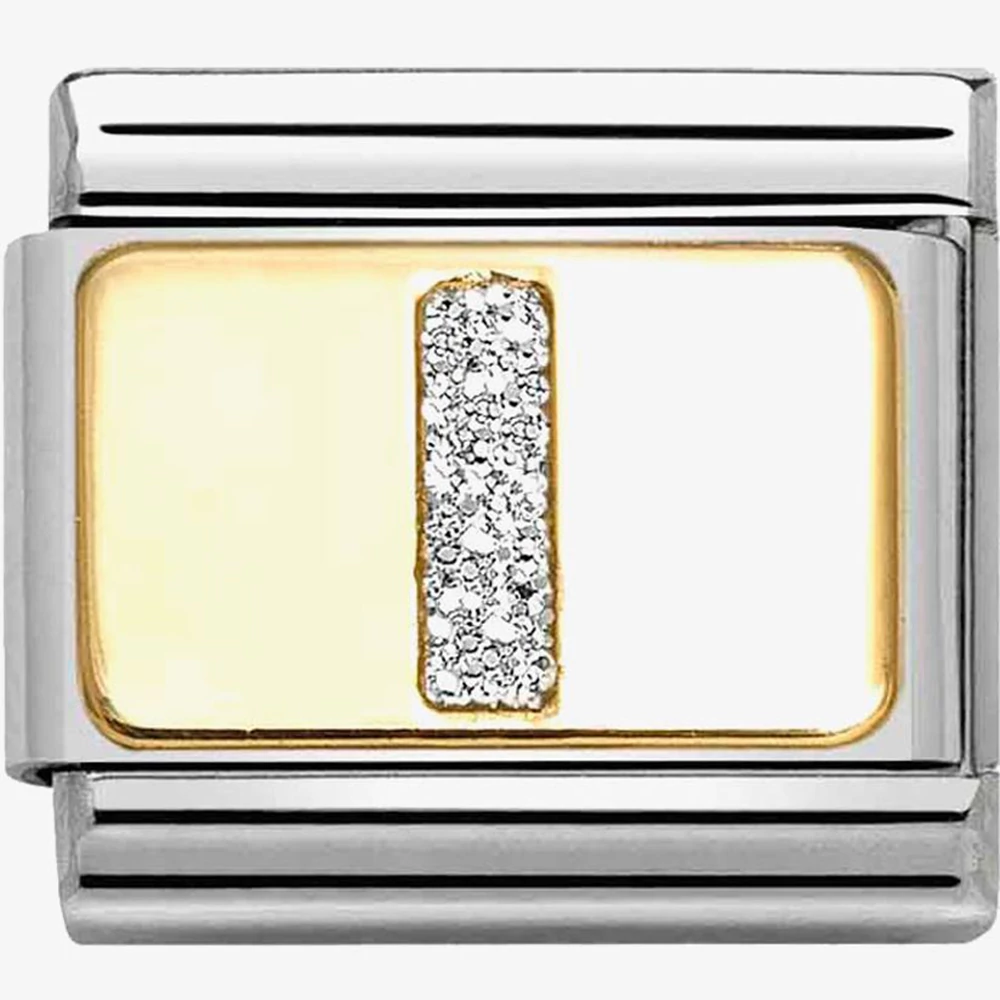 Nomination arany glitter I betű charm - 030291/09