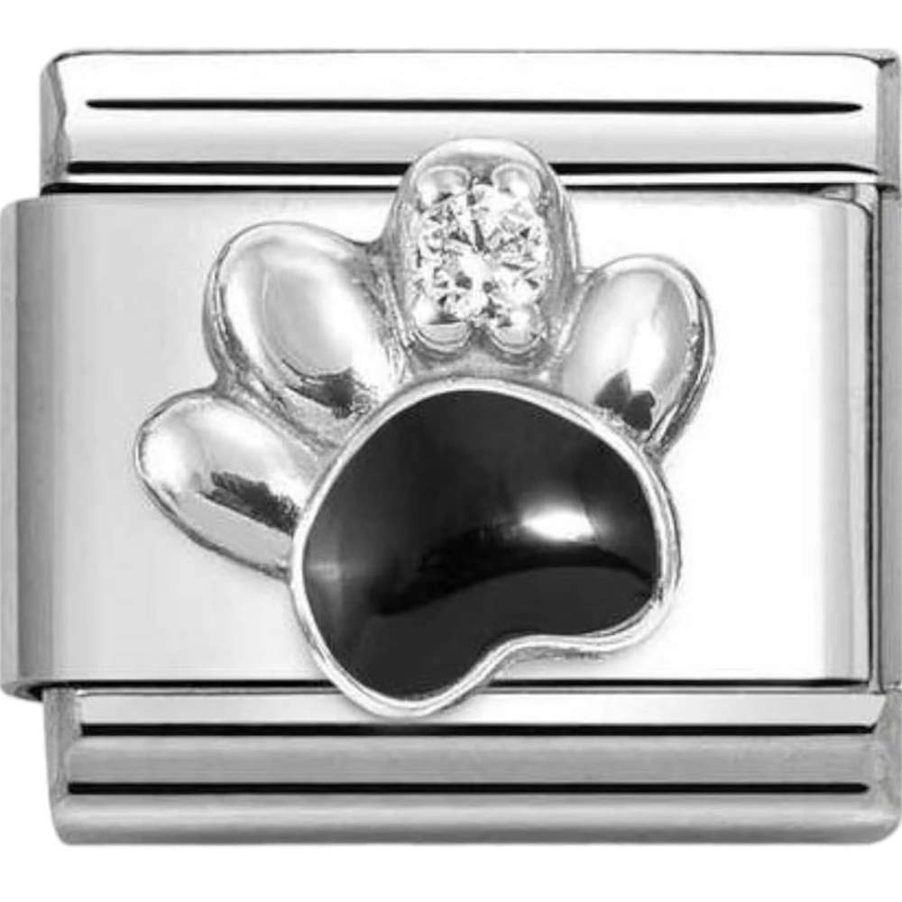Nomination ezüst fekete tappancs charm  - 330321/12