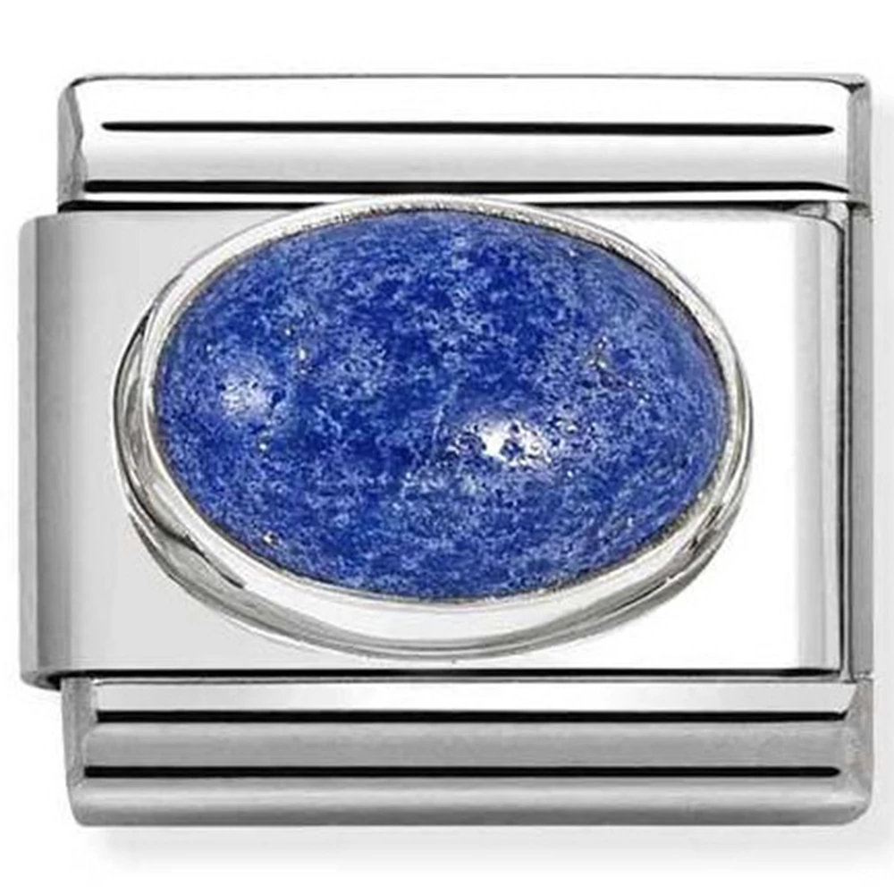 Nomination ovális kék Lapis Lazuli köves ezüst charm  - 330510/09