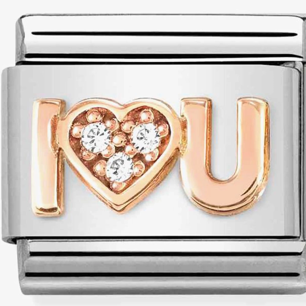 Nomination rozé 'I Love You' charm kővel - 430305/36