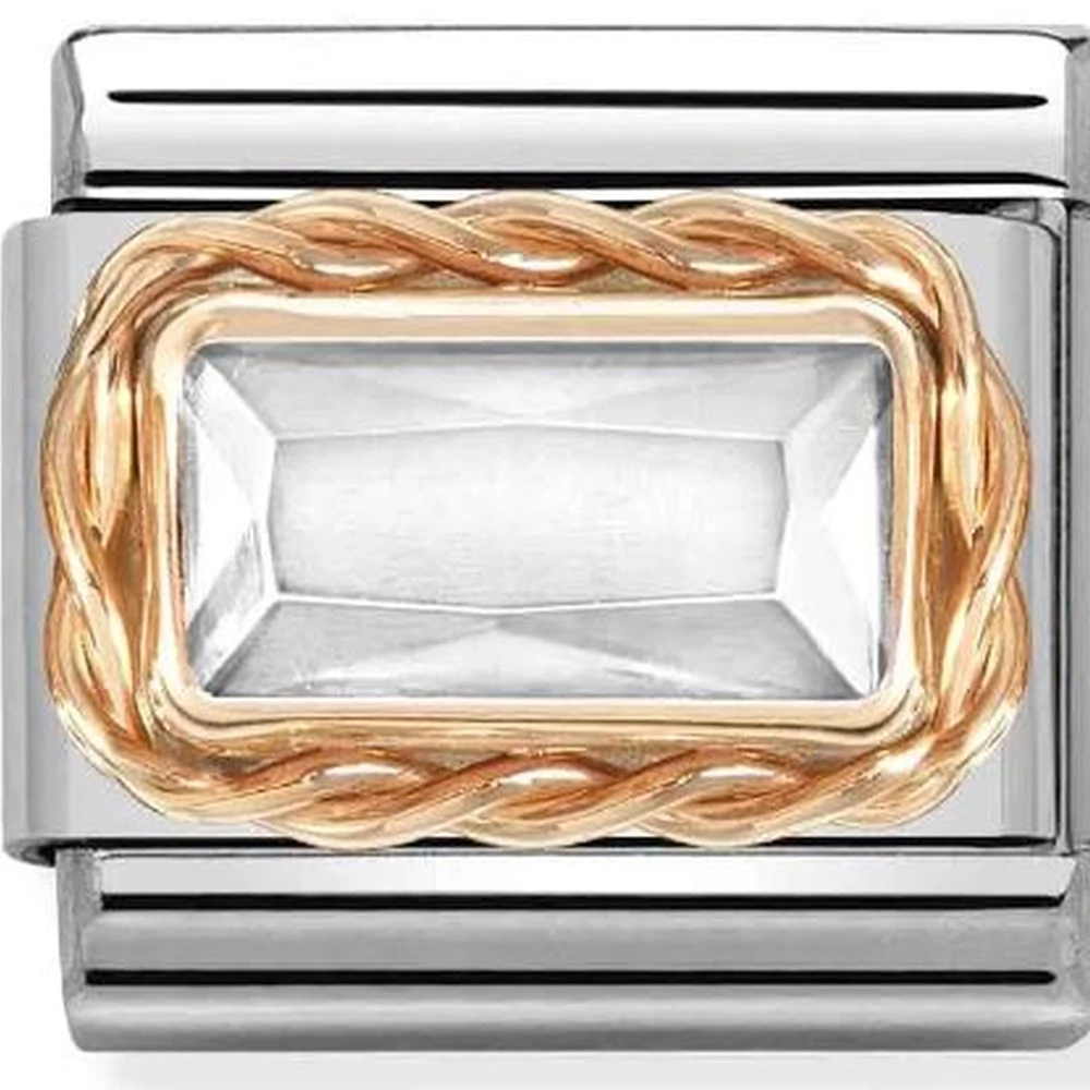 Nomination ezüst fehér kő foglalatban charm - 430604/010