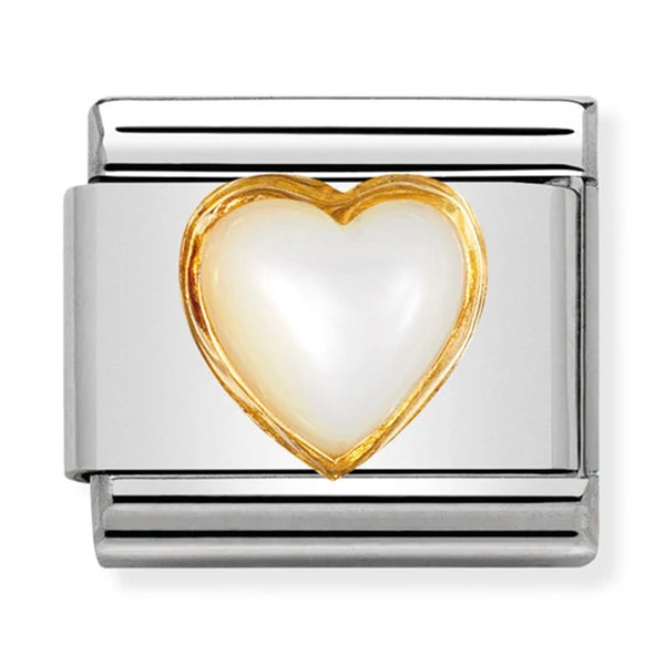 Nomination fehér szív charm - 030501/12