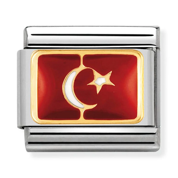 Nomination arany török zászló charm - 030234/20