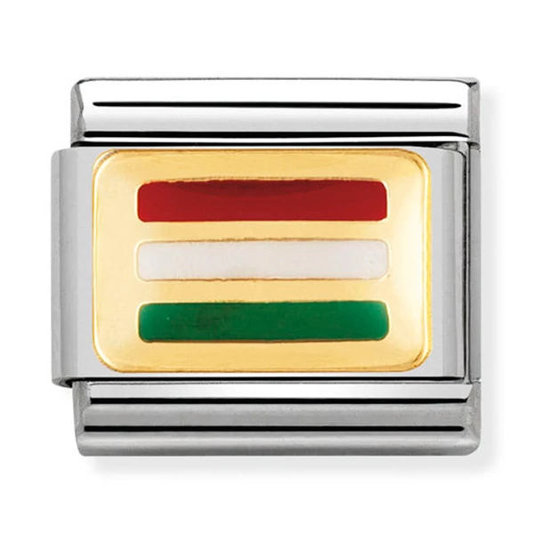Nomination arany magyar zászló charm - 030234/28