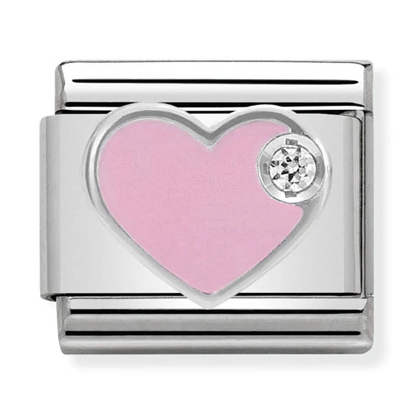 Nomination rózsaszín szív charm - 330305/02