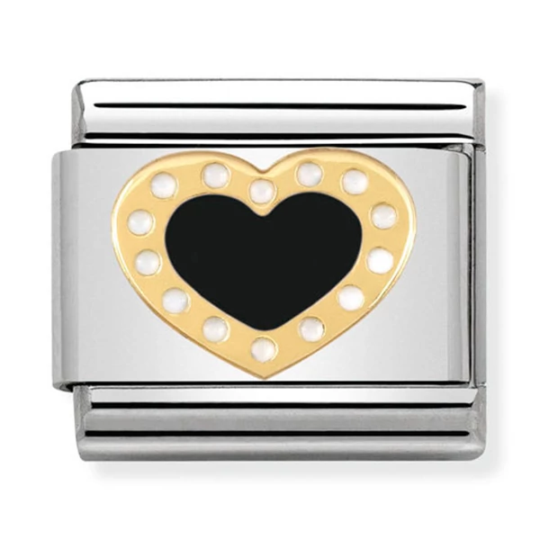 Nomination fekete szív charm - 030283/02