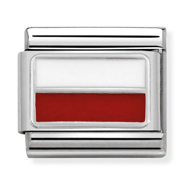 Nomination ezüst lengyel zászló charm - 330207/13