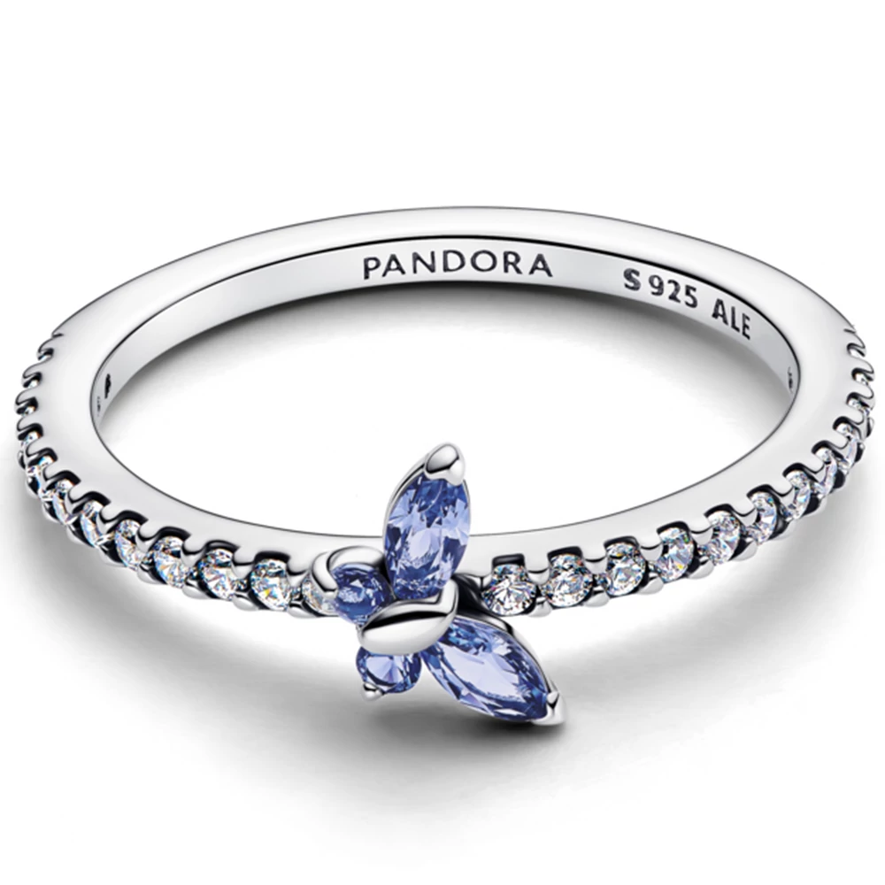 Pandora szikrázó kék pillangó gyűrű - 194269C01-48