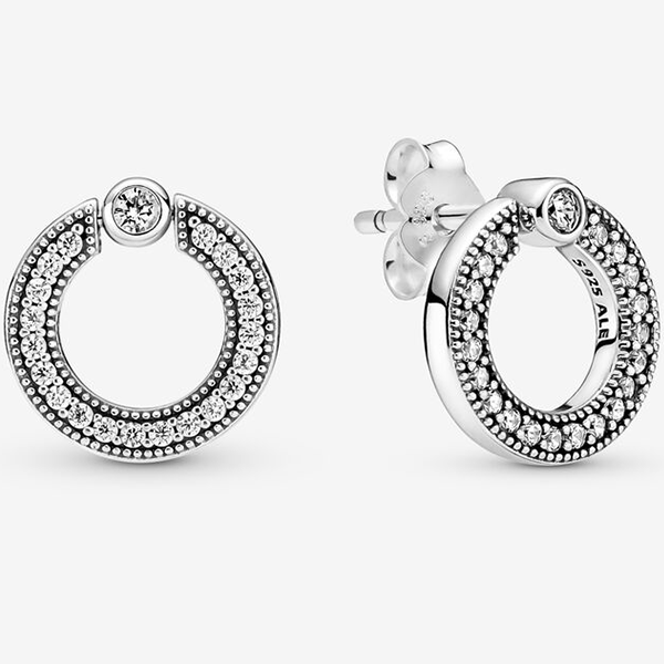 Pandora ezüst pavé és logó karika fülbevaló - 299486C01