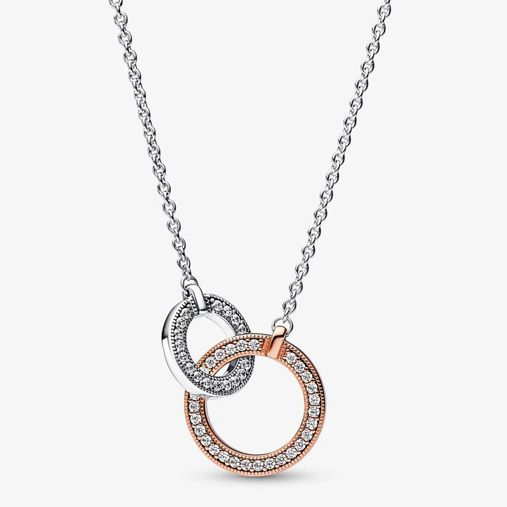 Pandora Signature rozé összefonódó körök nyaklánc - 382778C01-45