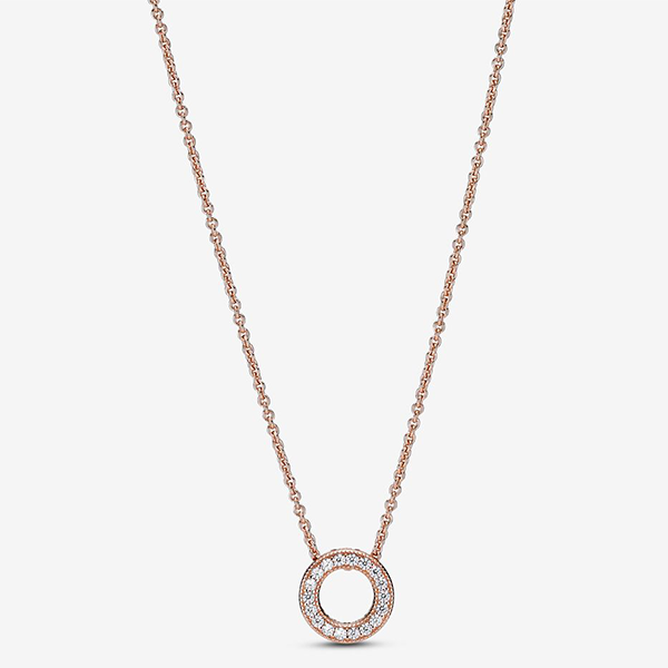 Pandora rozé pavé karika nyaklánc - 387436C01-45