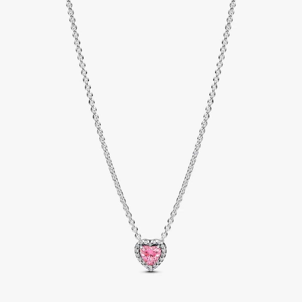 Pandora rózsaszín kiemelt szív nyaklánc - 398425C02-45