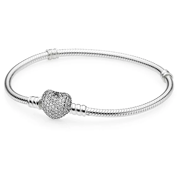 Pandora szíves ezüst karkötő - 590727CZ