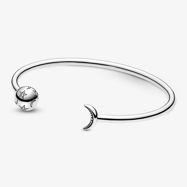 Pandora hold és csillagok nyitott karperec - 599120C01-1
