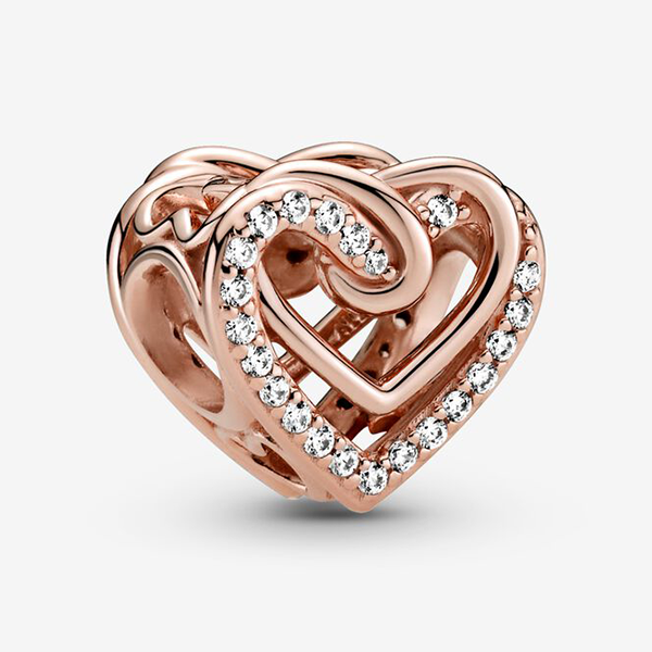 Pandora szikrázó összefonódó szívek charm - 789270C01