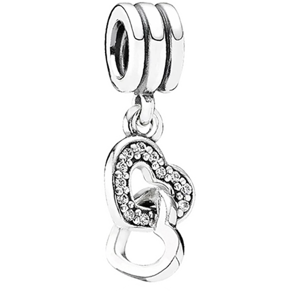 Pandora egymásba kapcsolt szívek függő charm - 791242CZ