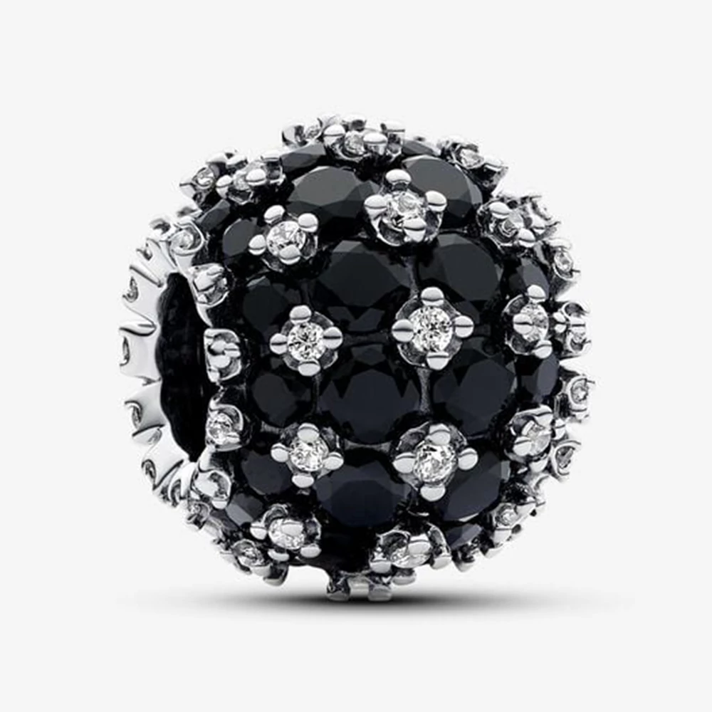 Pandora szikrázó fekete pavé gömb charm - 792630C04
